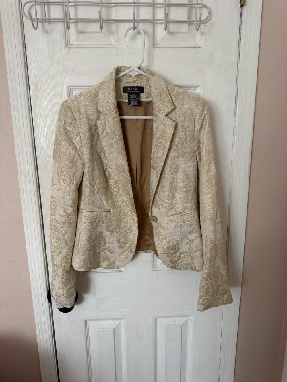 George Women's Cream Floral Jacquard Blazer size 4